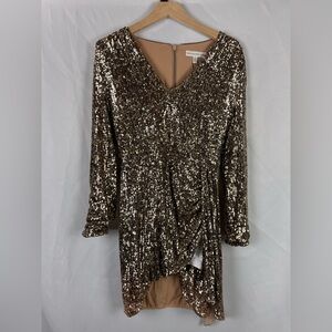 Dress the Population Gold Sequin Long Sleeve Dress